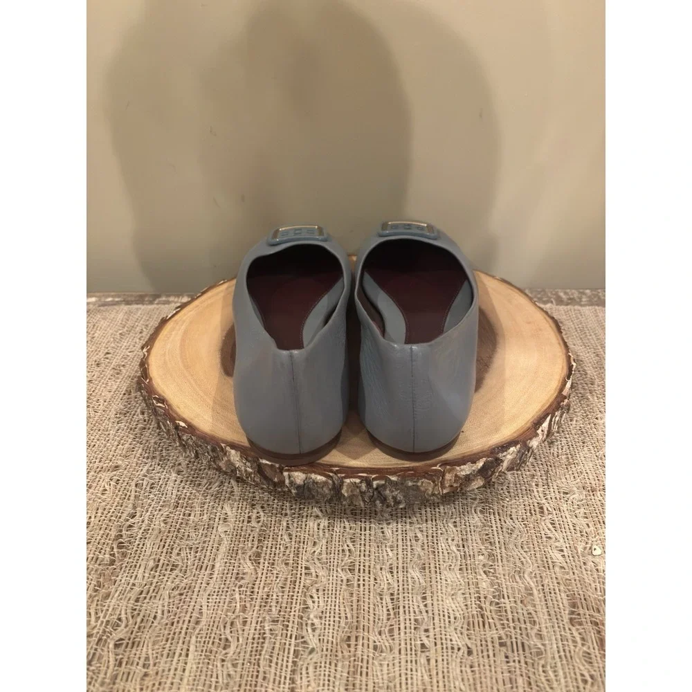 Tory Burch GEORGIA BALLET, Calf Leather, Rainwater / Plum, size 8.5 new w box